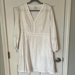 J Crew Elegant White V-Neck Women's Dress